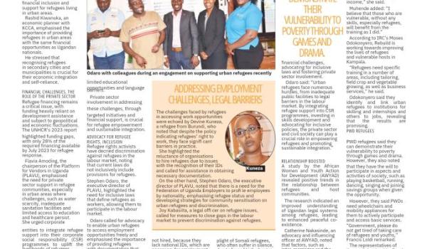 URBAN FEFUGEES CALL FOR FINANCIAL INCLUSION AND  A CALL TO ADRESS EMPLOYMENT CHALLENGES AND LEGAL BARRIERS