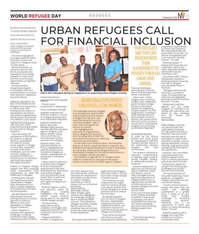 URBAN FEFUGEES CALL FOR FINANCIAL INCLUSION AND  A CALL TO ADRESS EMPLOYMENT CHALLENGES AND LEGAL BARRIERS